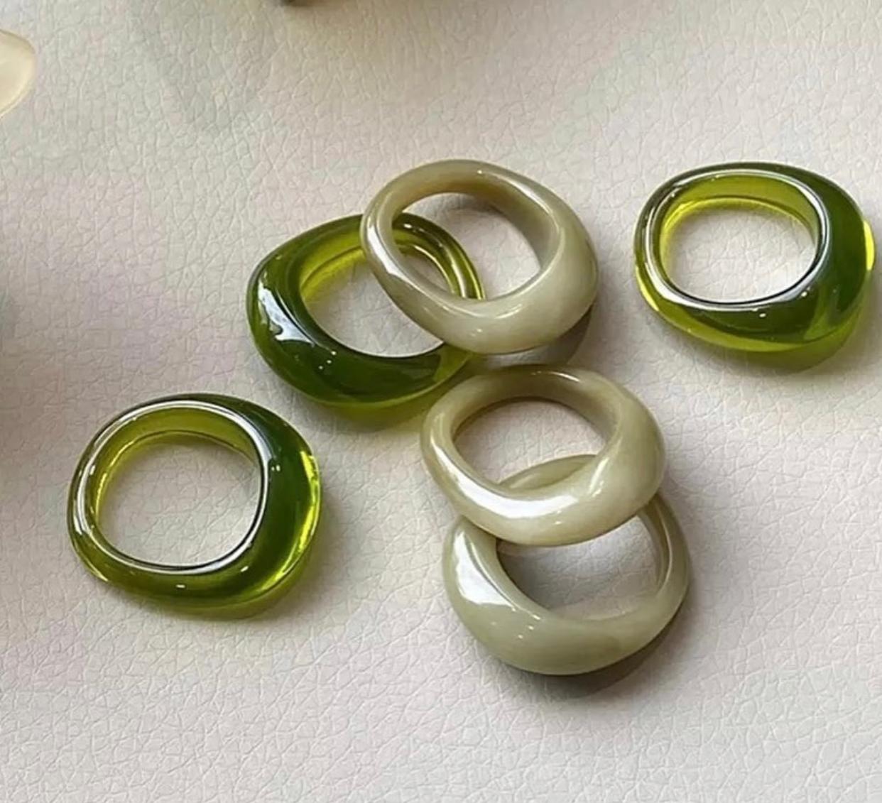 Vintage Resin Green Rings