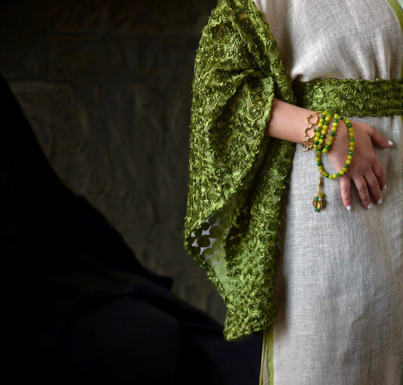 Emerald blossom kaftan