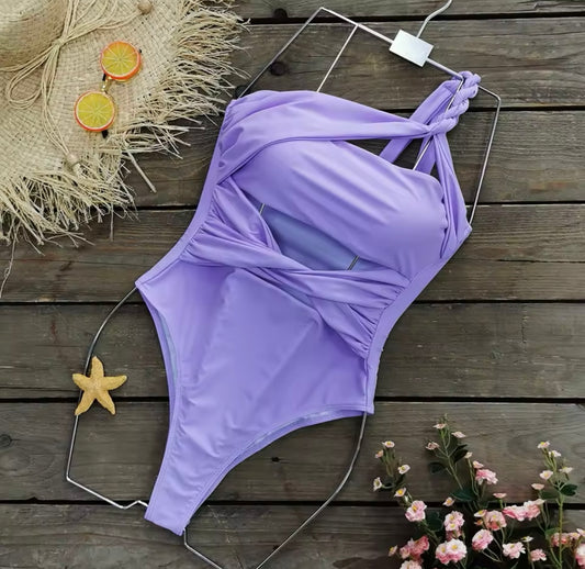 Knit purple swimsuit