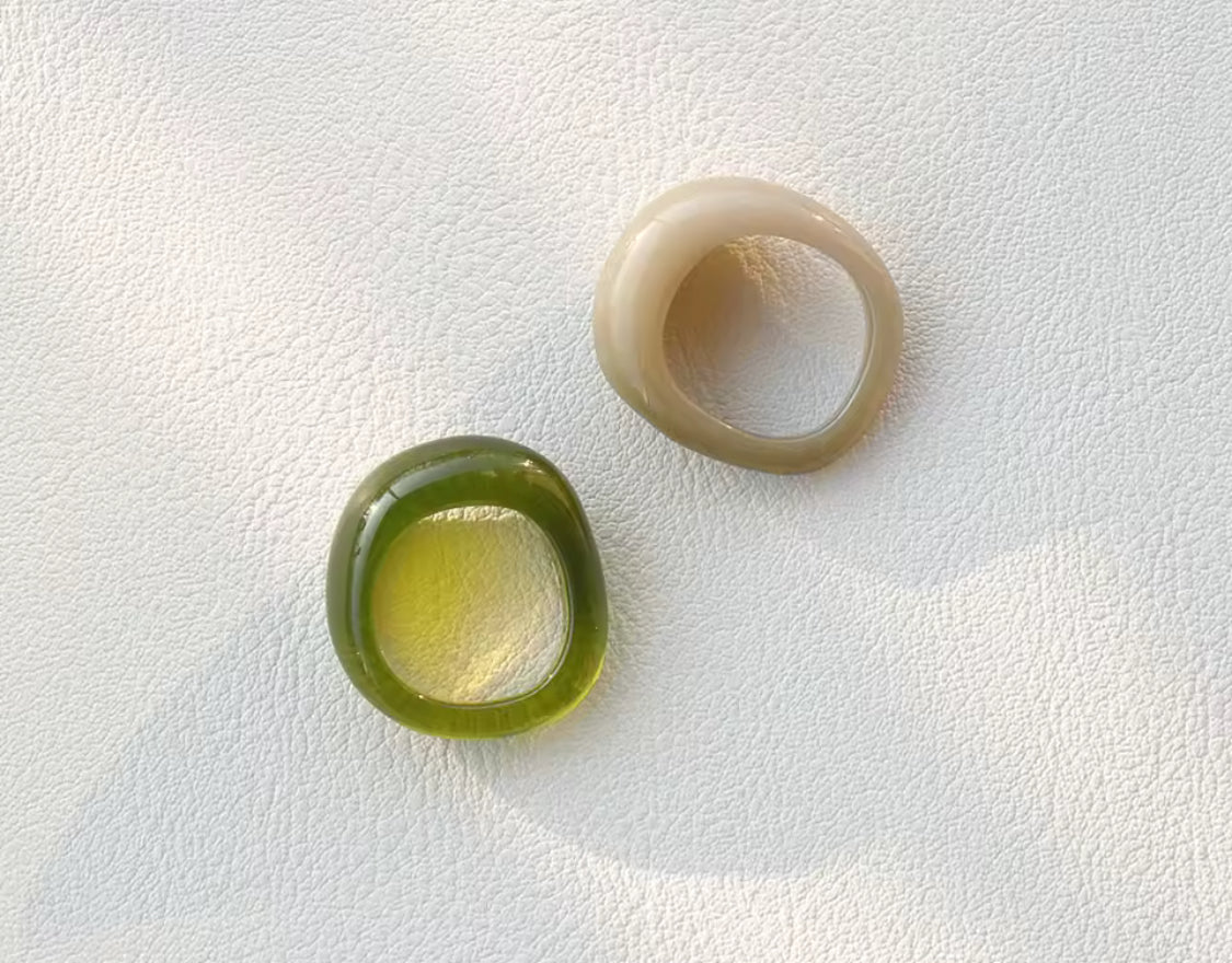 Vintage Resin Green Rings