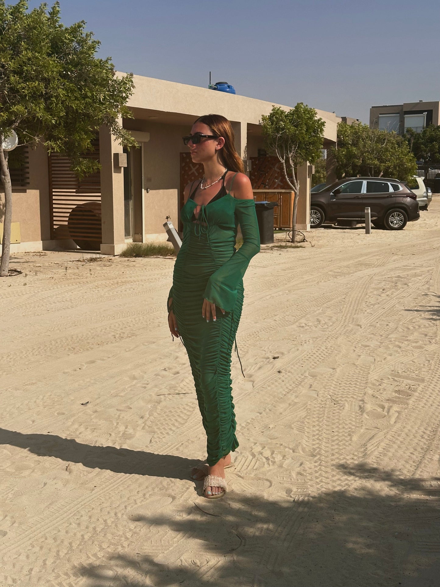 Green cover up dress